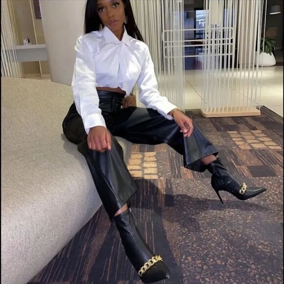 ZARA CHAIN HIGH HEEL ANKLE BOOTS - Picture 6 of 15